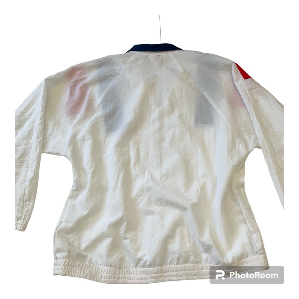 Vintage Track Jacket Full Zip White Red Blue Made In USA Size Small - Picture 2 of 12